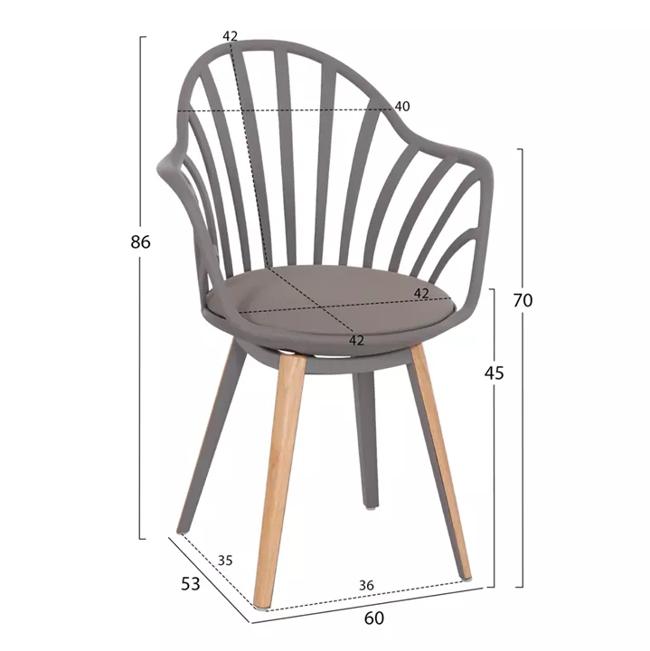 DINING SET 5PCS ANAIS HM21176 MDF TOP IN GREY--P.P. & PU IN GREY