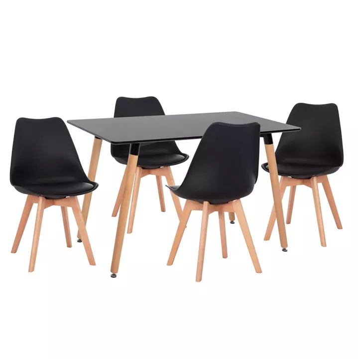 DINING SET 5PCS VEGAS HM21185 MDF TOP IN BLACK--BEECH LEGS