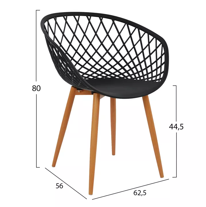 DINING SET 5PCS ARIADNE HM21174 MDF TOP & POLYPROPYLENE IN BLACK