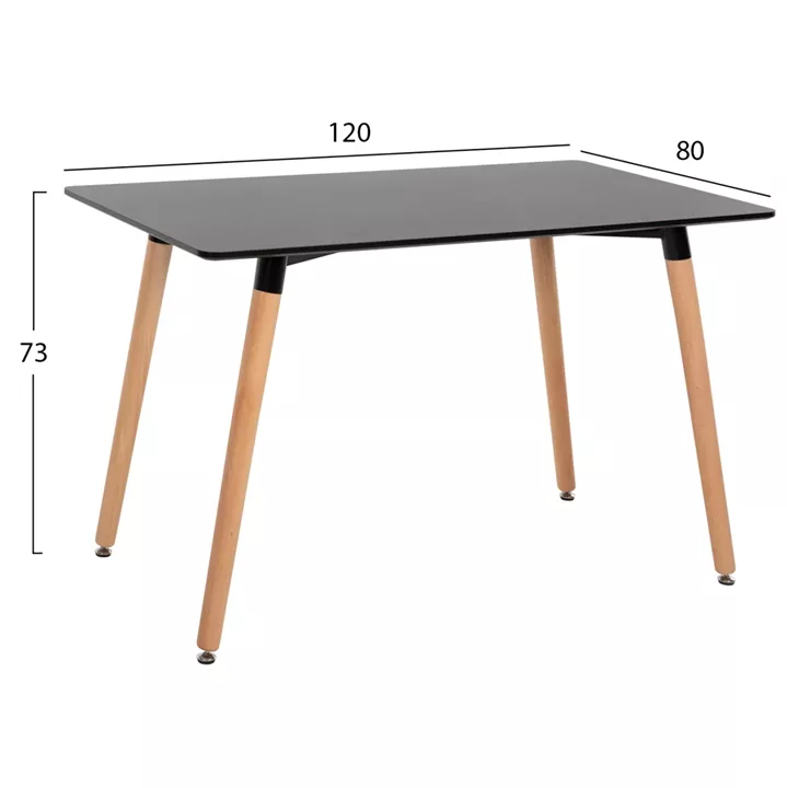 DINING SET 5PCS ARIADNE HM21174 MDF TOP & POLYPROPYLENE IN BLACK
