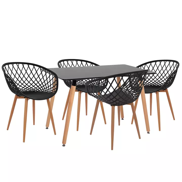 DINING SET 5PCS ARIADNE HM21174 MDF TOP & POLYPROPYLENE IN BLACK