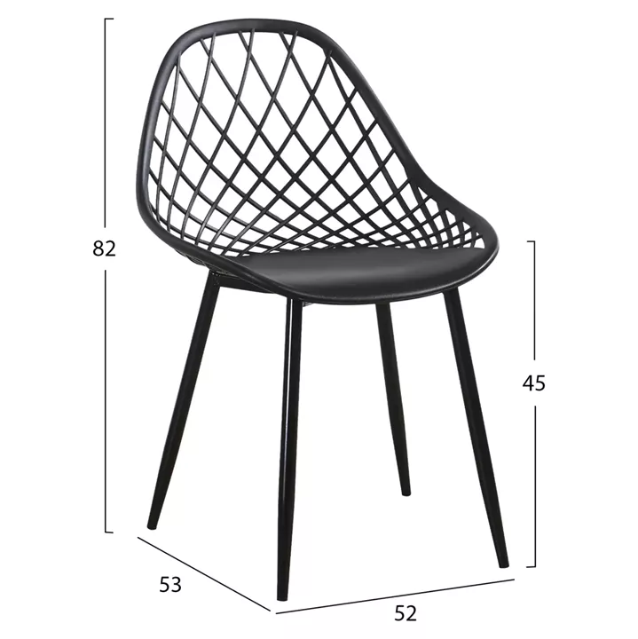 DINING SET 5PCS LIO HM21175 MDF TOP & POLYPROPYLENE IN BLACK