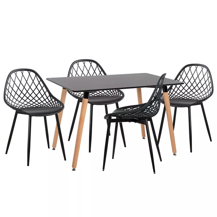 DINING SET 5PCS LIO HM21175 MDF TOP & POLYPROPYLENE IN BLACK