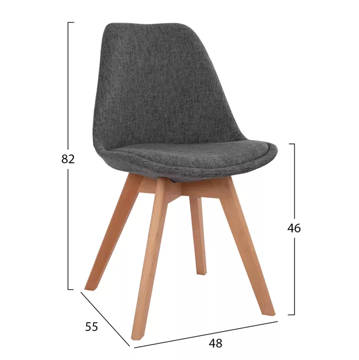 DINING SET 5PCS VEGAS HM21177 MDF TOP IN GREY--FABRIC IN GREY