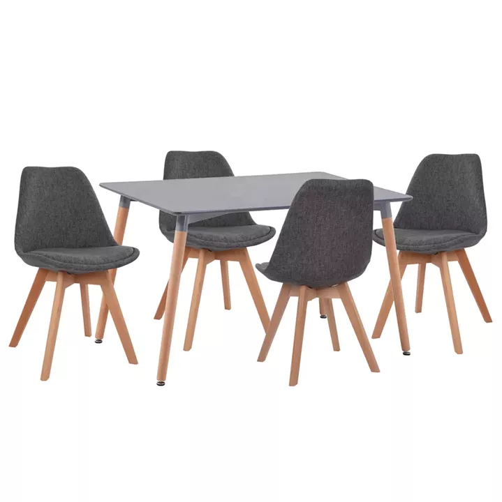 DINING SET 5PCS VEGAS HM21177 MDF TOP IN GREY--FABRIC IN GREY