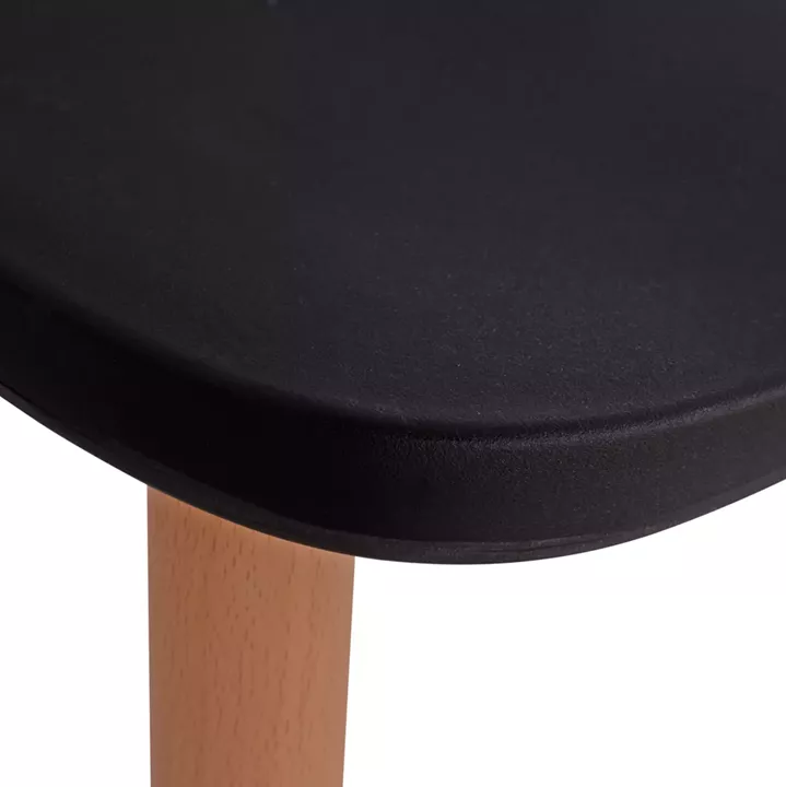 DINING SET 5PCS MINIMAL HM21178 MDF TOP IN BLACK-FRAMES IN NATURAL WOOD COLOR