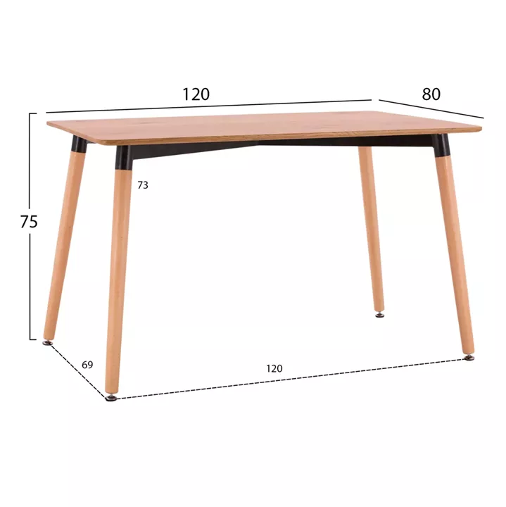 DINING SET 5PCS VEGAS HM21180 MDF TOP IN NATURAL--FABRIC IN BEIGE