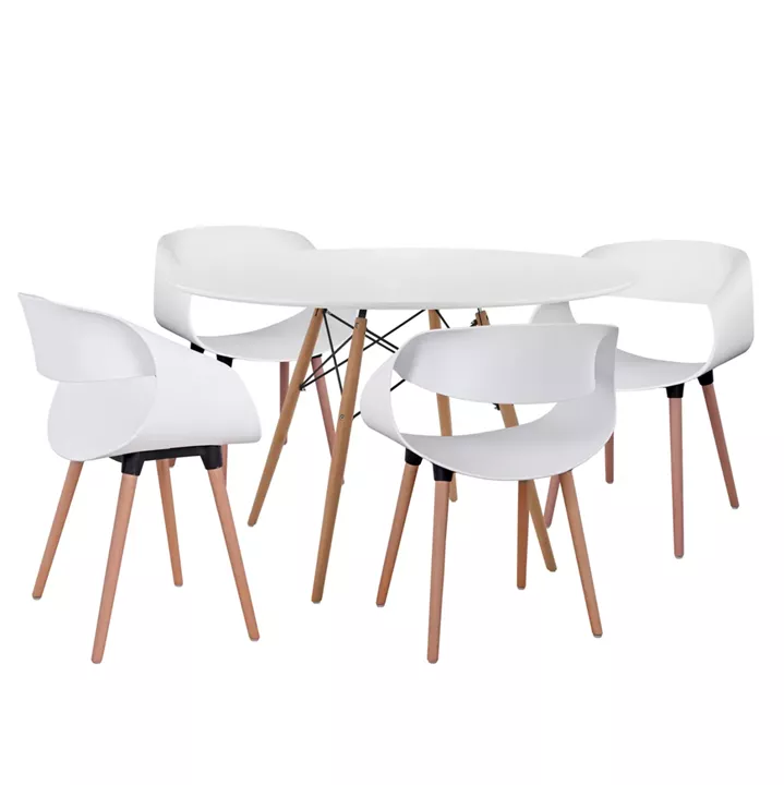 DINING SET 5PCS MAGGIE HM21186 MDF TOP & POLYPROPYLENE IN WHITE COLOR