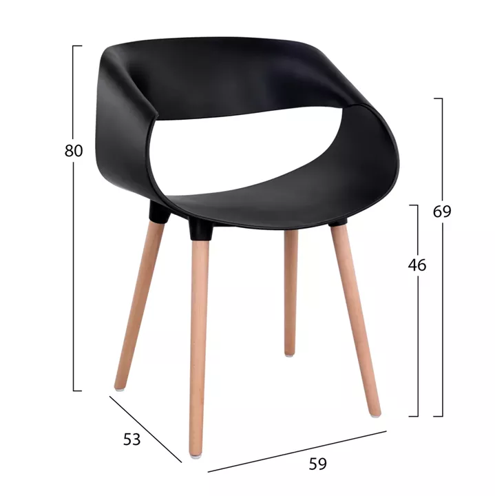 DINING SET 5PCS MAGGIE HM21187 MDF TOP & POLYPROPYLENE IN BLACK COLOR