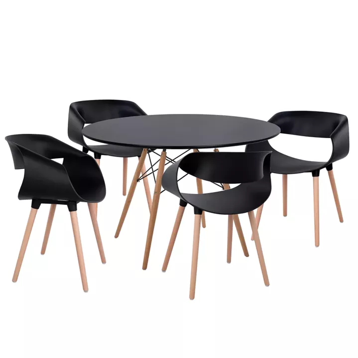 DINING SET 5PCS MAGGIE HM21187 MDF TOP & POLYPROPYLENE IN BLACK COLOR
