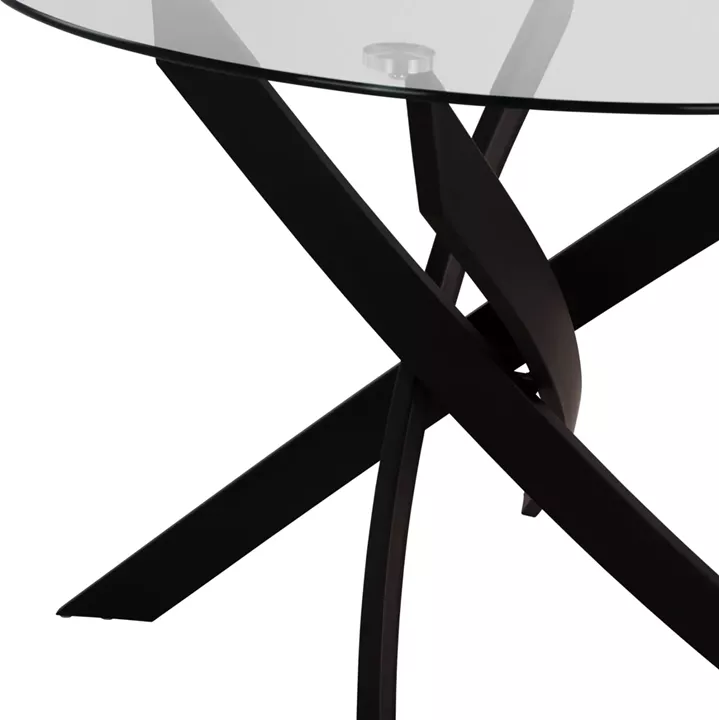 DINING SET 5PCS LADY HM21199.01 GLASS TOP--METAL IN BLACK & VELVET IN GREY