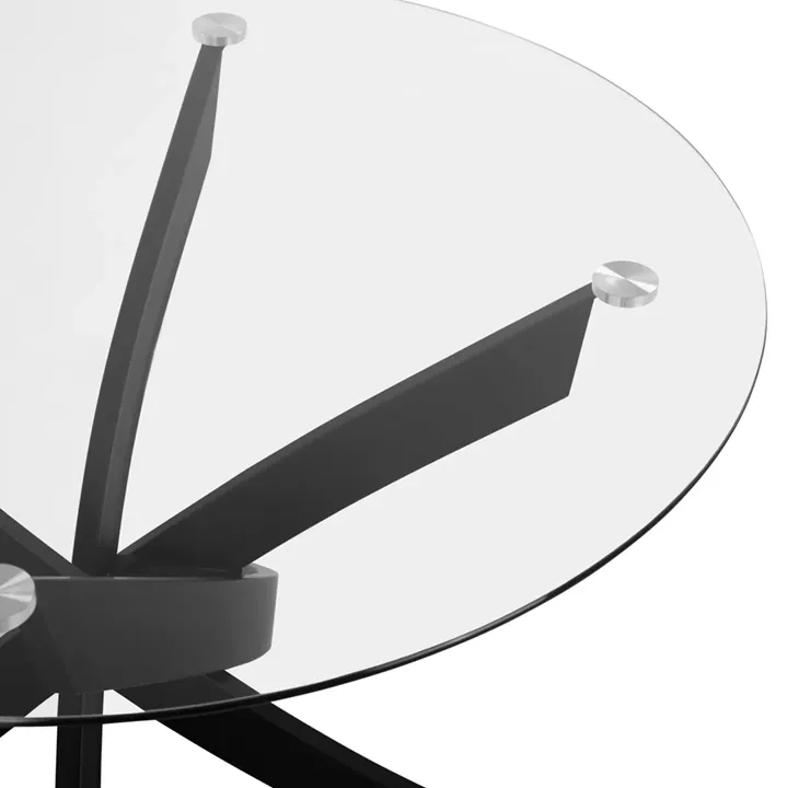 DINING SET 5PCS LADY HM21199.01 GLASS TOP--METAL IN BLACK & VELVET IN GREY