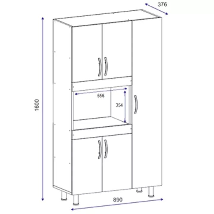 Kitchen cabinets Defne pakoworld in white-walnut color 89x37.5x160cm