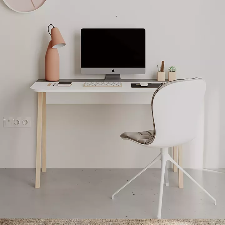 Malia pakoworld study desk in white-natural-dark grey antique color 120x60.5x75cm