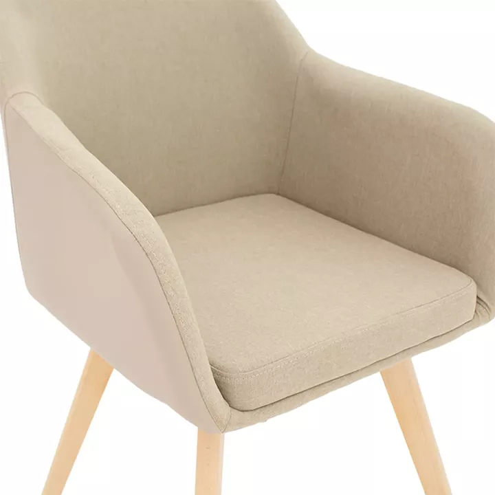 Safira armchair pakoworld PU fabric beige-natural 57x58x84cm