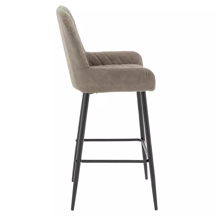 Bar Stool Delicacy metal black legs-fabric antique grey-brown color
