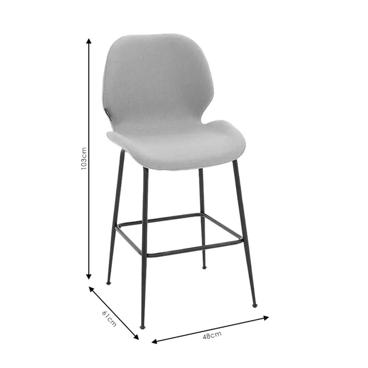 Bar Stool Impel metal black legs-fabric beige