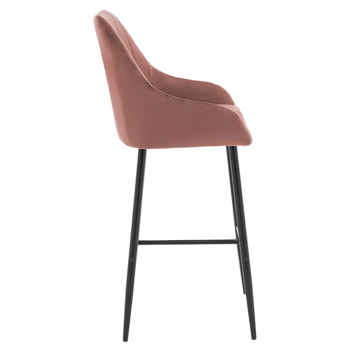 Bar Stool Patrin metal black legs - velvet rotten apple color