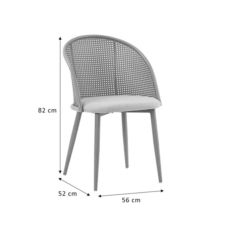 Riccardo chair pakoworld pe rattan beige-fabric beige-metal natural 56x52x82cm