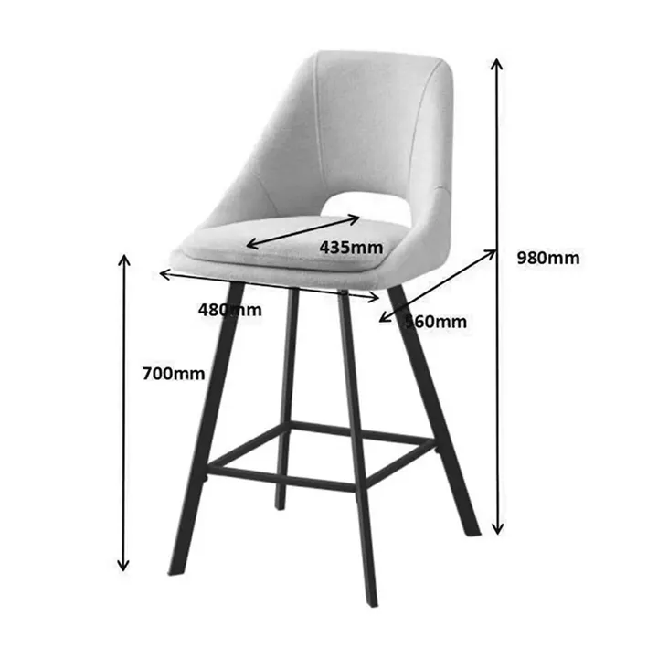 Bar stool Initiate pakoworld cream teddy fabric-leg black metal 48x56x98cm