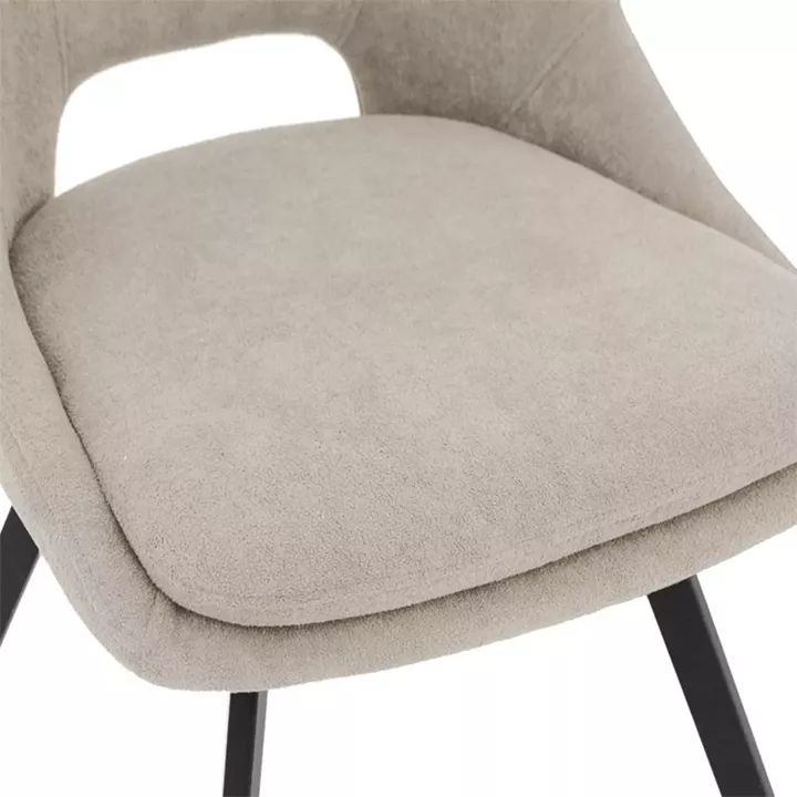 Bar stool Initiate pakoworld cream teddy fabric-leg black metal 48x56x98cm