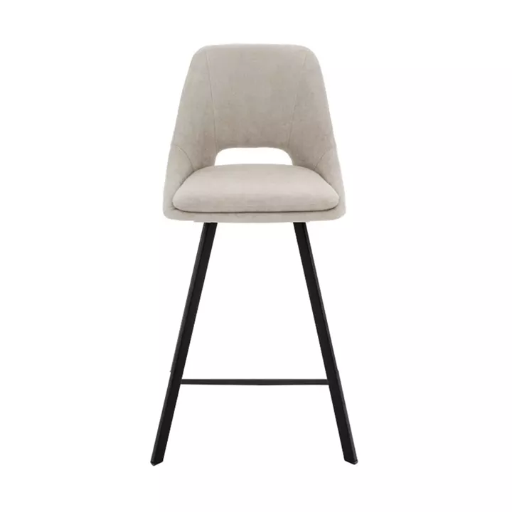 Bar stool Initiate pakoworld cream teddy fabric-leg black metal 48x56x98cm