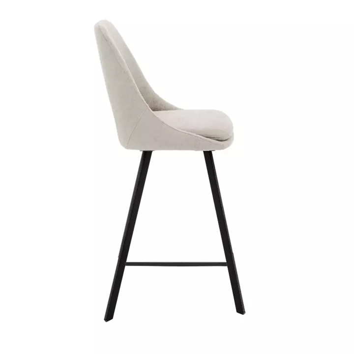 Bar stool Initiate pakoworld cream teddy fabric-leg black metal 48x56x98cm