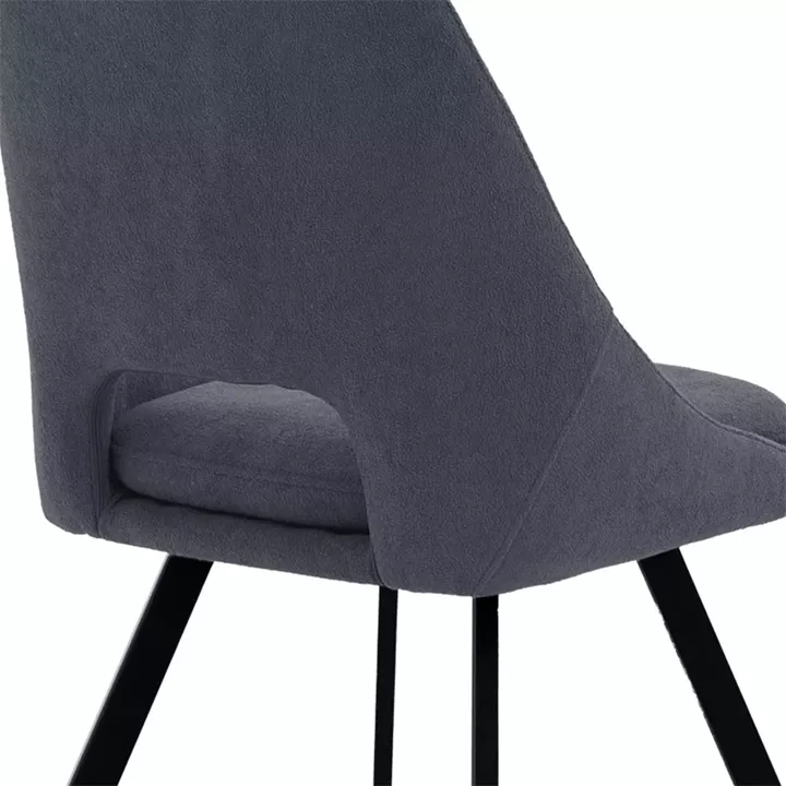 Bar stool Initiate pakoworld teddy fabric dark grey-black metal leg 48x56x98cm