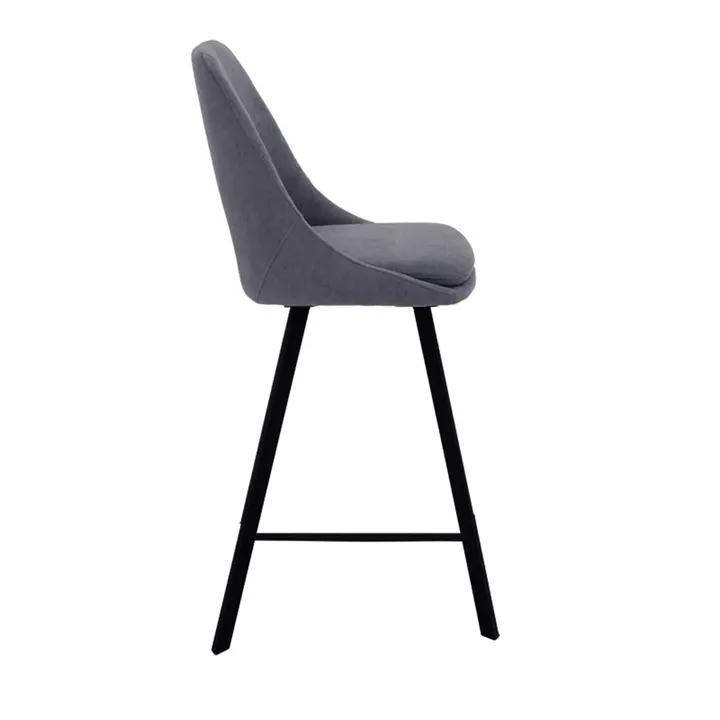 Bar stool Initiate pakoworld teddy fabric dark grey-black metal leg 48x56x98cm