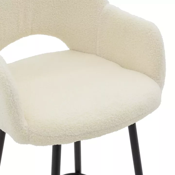 Bar stool Renish pakoworld ivary teddy fabric-metal black leg 51x57x114cm