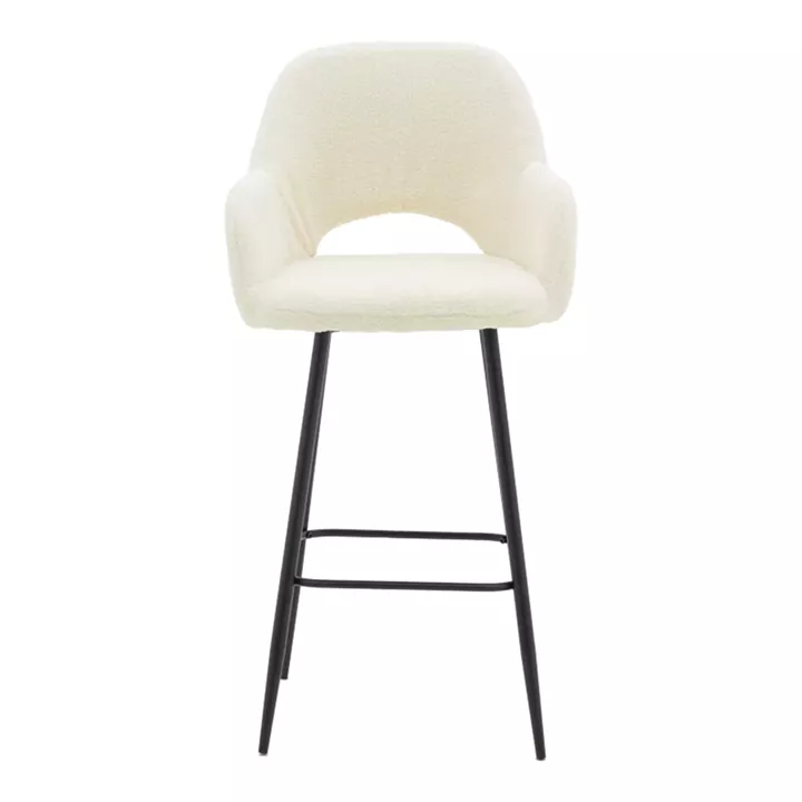 Bar stool Renish pakoworld ivary teddy fabric-metal black leg 51x57x114cm