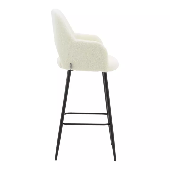 Bar stool Renish pakoworld ivary teddy fabric-metal black leg 51x57x114cm