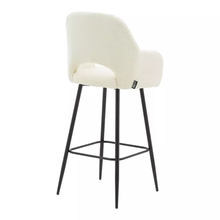 Bar stool Renish pakoworld ivary teddy fabric-metal black leg 51x57x114cm