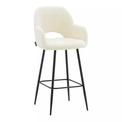 Bar stool Renish pakoworld ivary teddy fabric-metal black leg 51x57x114cm