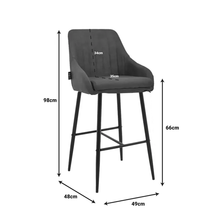 Bar Stool Patrin dark grey color pu-metal leg in black color