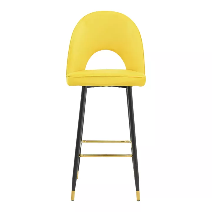 Bar stool Casenio pakoworld velvet yellow-black-gold metal base 48x50x117cm