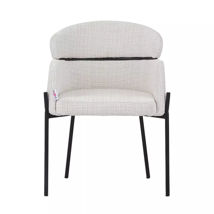 Tolerse Inart armchair beige fabric-leg black metal 58x57x80cm