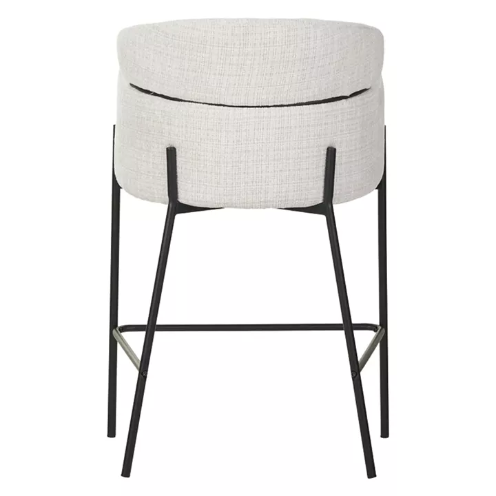 Bar stool Tolerse Inart beige fabric-leg black metal