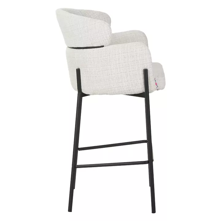 Bar stool Tolerse Inart beige fabric-leg black metal