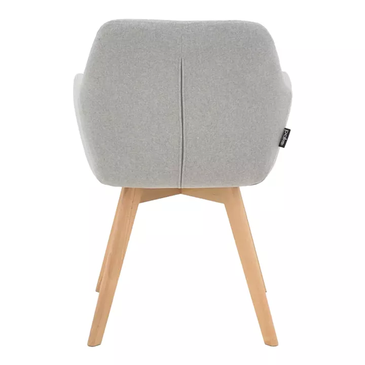 Safira armchair pakoworld fabric in grey color with natural color wooden leg 57x58x84cm
