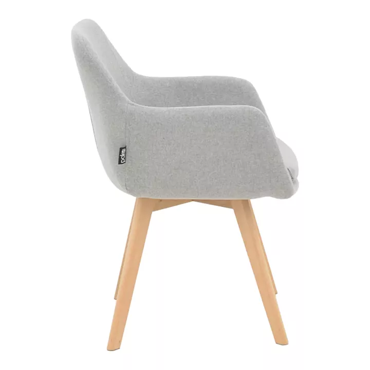 Safira armchair pakoworld fabric in grey color with natural color wooden leg 57x58x84cm
