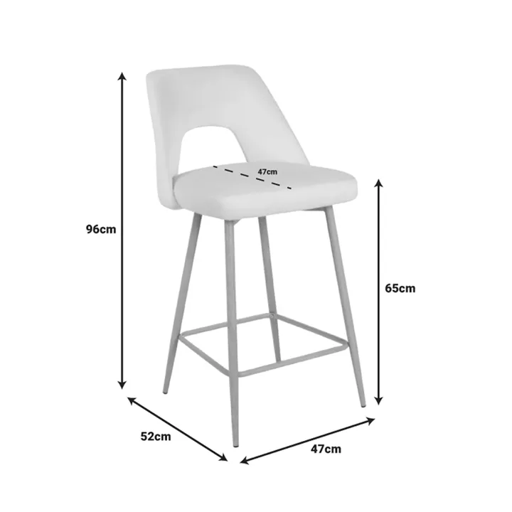 Bar stool Murde pakoworld beige velvet and metal legs in a natural shade 47x52x96cm