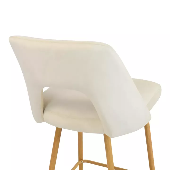 Bar stool Murde pakoworld beige velvet and metal legs in a natural shade 47x52x96cm