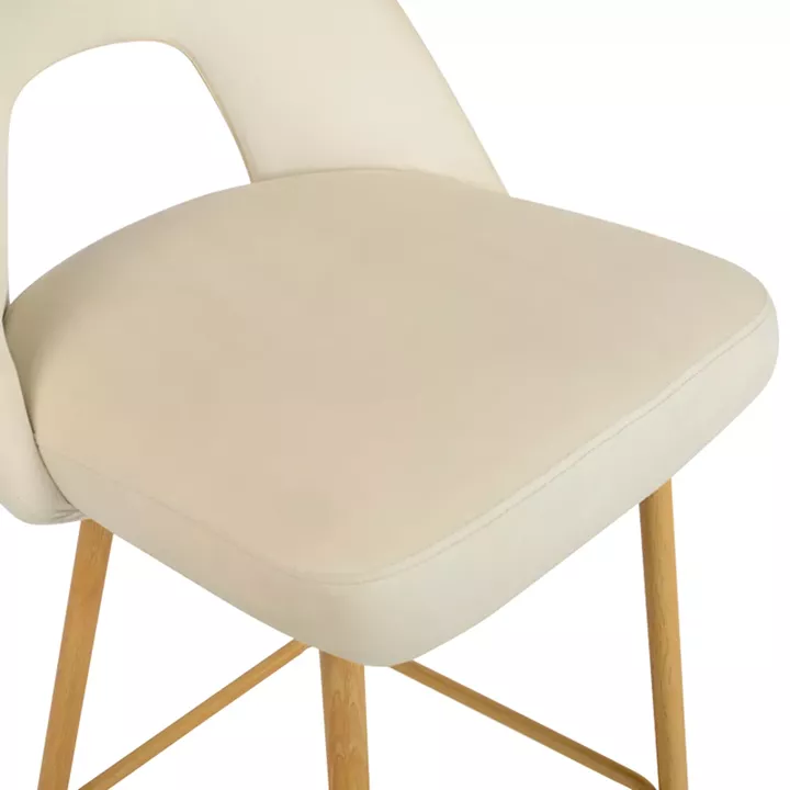 Bar stool Murde pakoworld beige velvet and metal legs in a natural shade 47x52x96cm