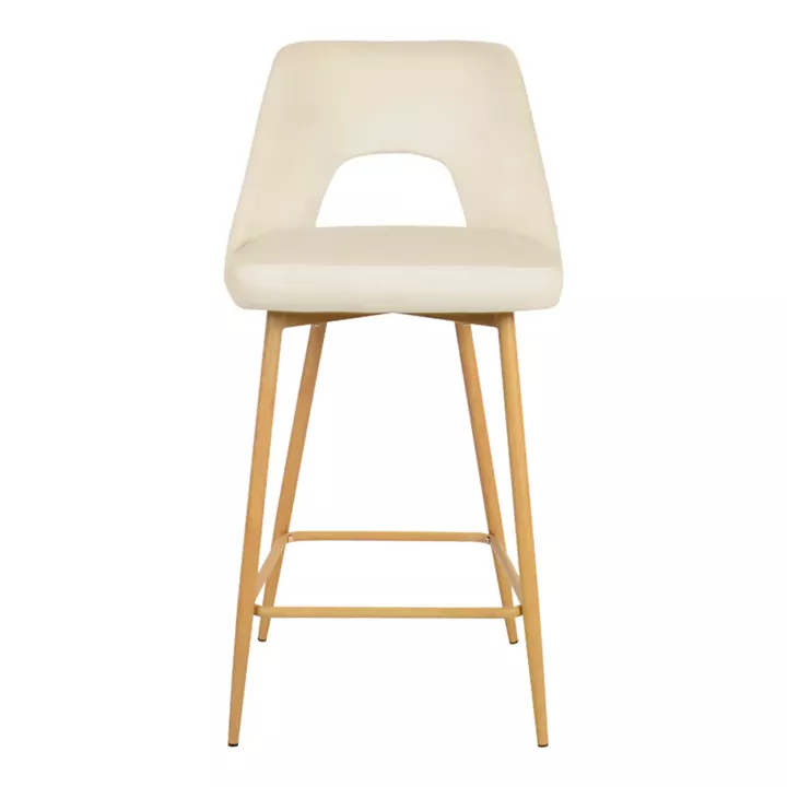 Bar stool Murde pakoworld beige velvet and metal legs in a natural shade 47x52x96cm