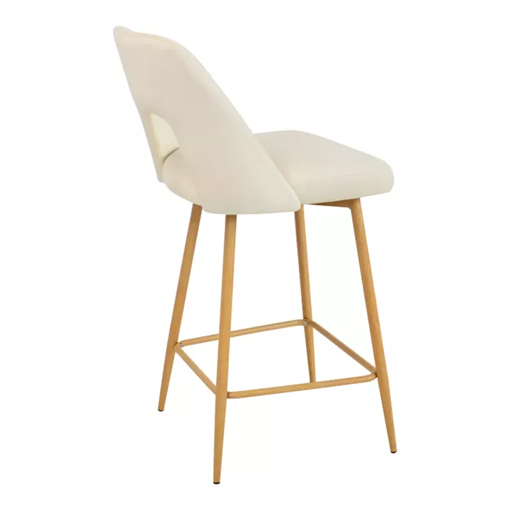 Bar stool Murde pakoworld beige velvet and metal legs in a natural shade 47x52x96cm