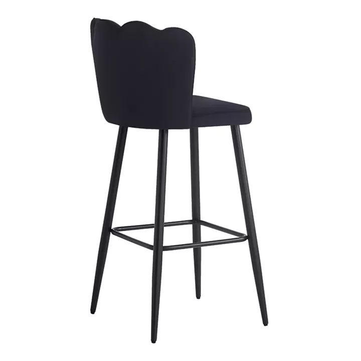 Bar stool Velvi pakoworld velvet in black color 46x45x105.5cm
