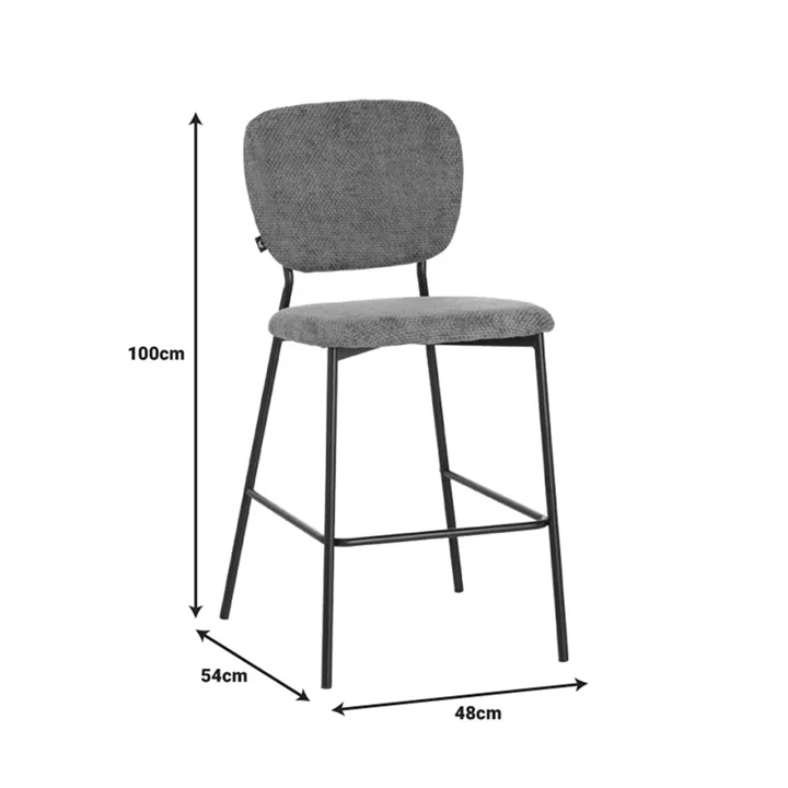 Cathair pakoworld bar stool bouclé fabric in yellow color with black metallic legs 48x54x100cm