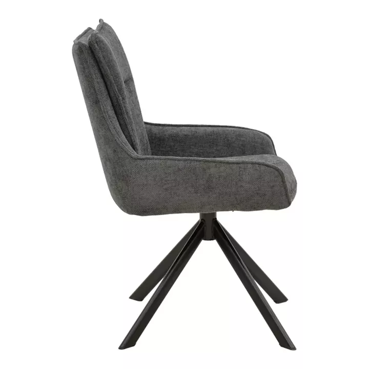 Armchair Konelian pakoworld dark grey farbric with black color metal leg 54x63x88cm
