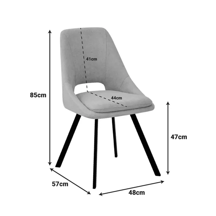 Chair Initiate pakoworld teddy fabric yellow-black metal leg 48x57x85cm